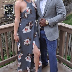 Grey Floral Formal Dress - Worn once!